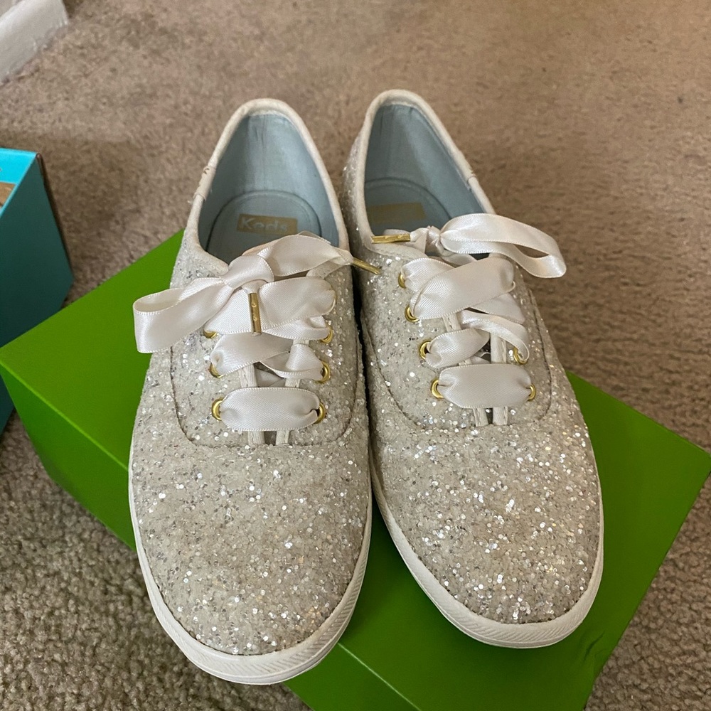 Kate Spade Keds Cream Bridal Wedding Shoes Glitter